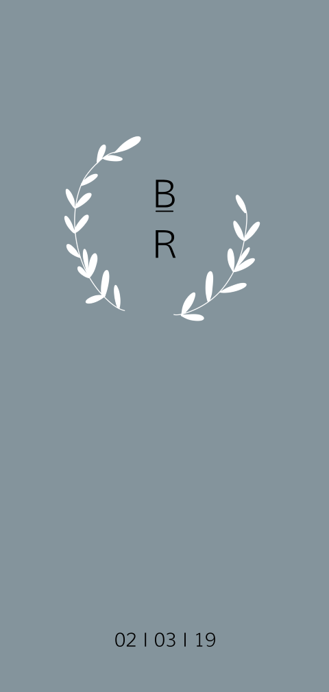 Rustige trouwkaart mat takjes en logo