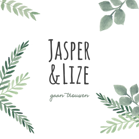 Bohemian trouwkaart met  watercolor elementen