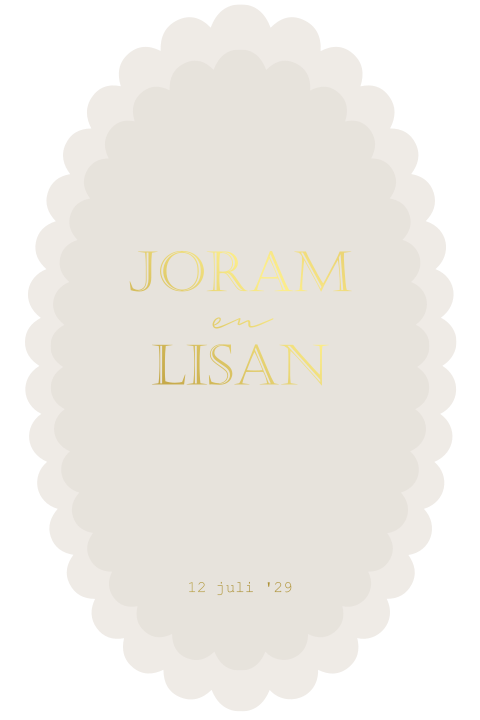 Klassieke trouwkaart ovalen vorm beige