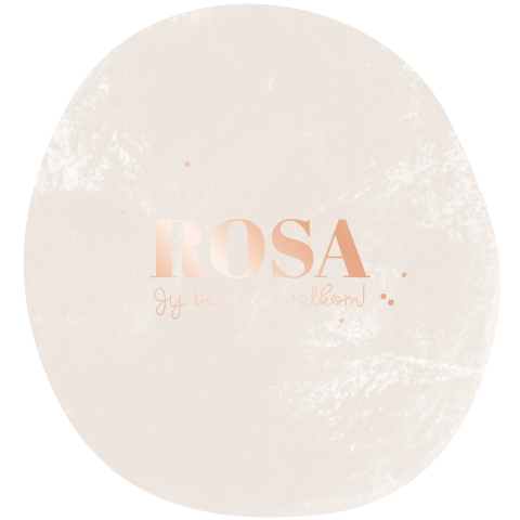 Geboortekaartje organische vorm beige met rosefolie
