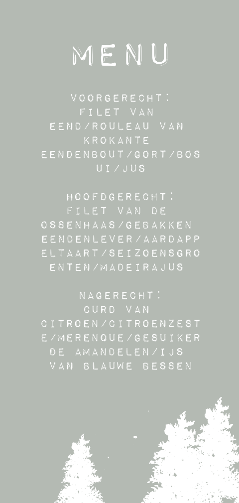 Huisstijl trouwkaart forest, menukaart