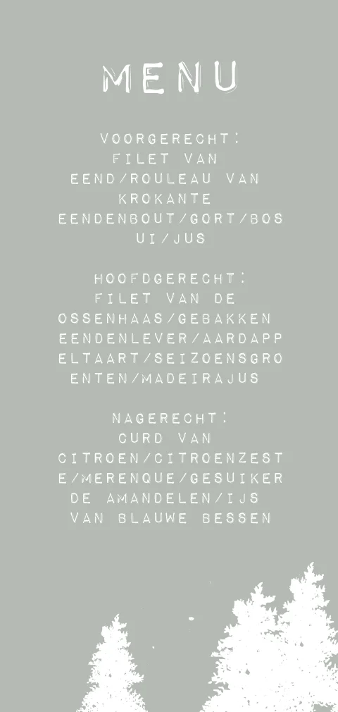 Huisstijl trouwkaart forest, menukaart