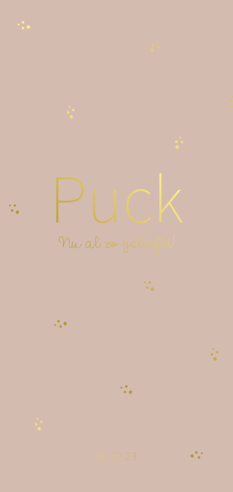 Geboortekaartje meisje met goudfolie stipjes en oud roze