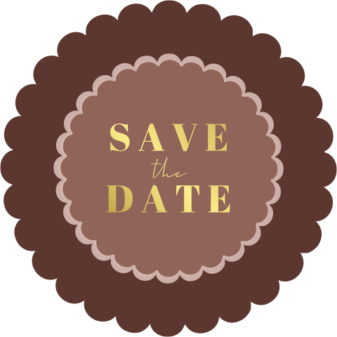 Save the date kaart bloemvorm rood roze en goud