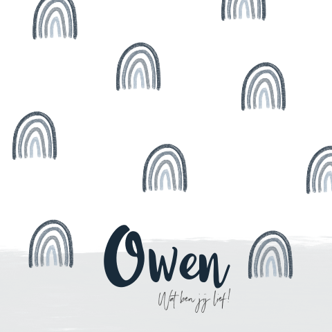 Geboortekaartje voor een jongen met blauwe regenbogen
