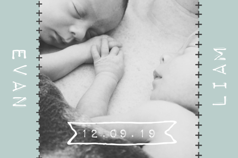 Hip Geboortekaartje tweeling met foto