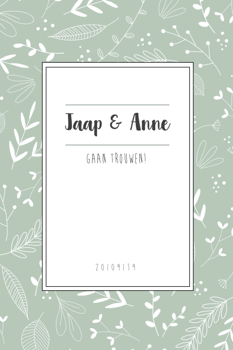 Trouwkaartje met bloemen patroon