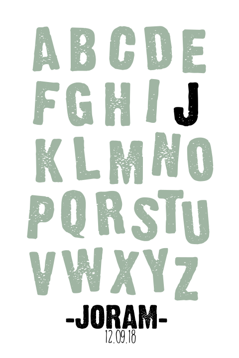 Geboortekaartje jongen met alfabet