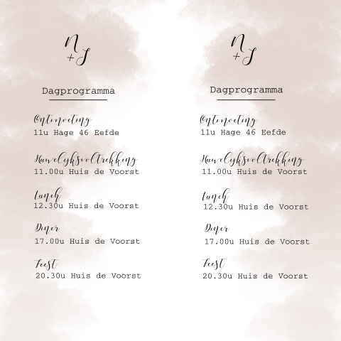 Dagprogramma voor de daggasten met roze wolken