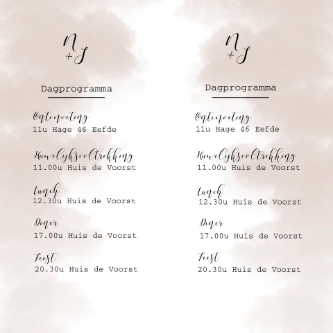 Dagprogramma voor de daggasten met roze wolken