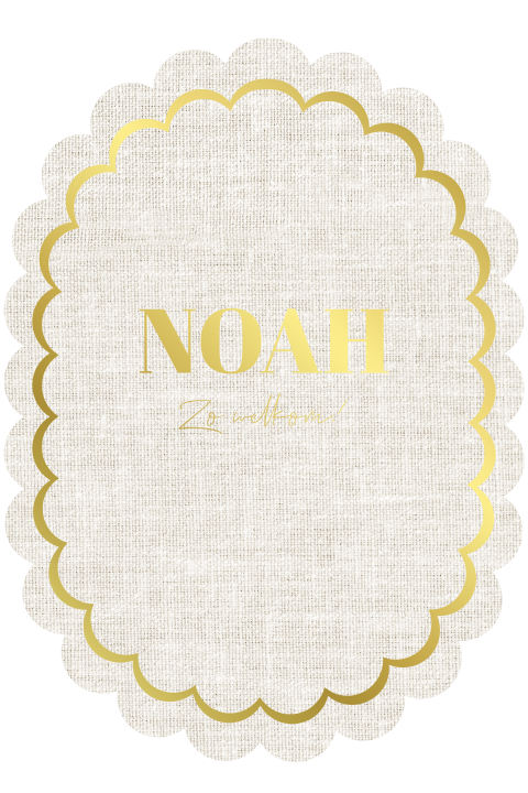 Klassiek geboortekaartje meisje jongen linnen look met ronde rand