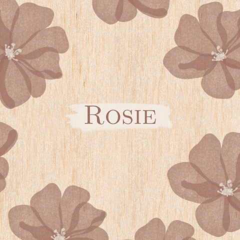 Geboortekaartje meisje op echt hout met roze bruine watercolor bloemen