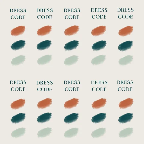 Dress code kaartje passend bij de minimalistische trouwhuisstijl