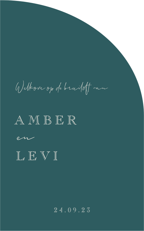 Welkombord halve boog vorm voor op de bruiloft passend bij trouwkaart