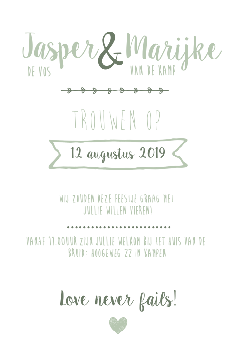 Rustig maar mooie trouwkaart