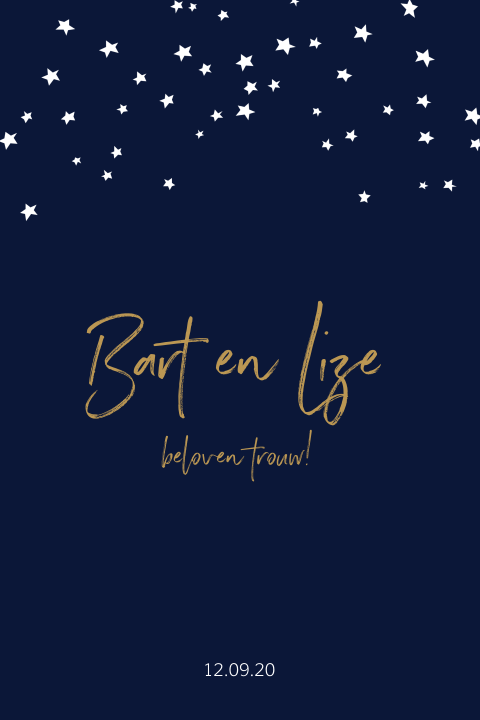 Mooie donkerblauwe trouwkaart met sterretjes