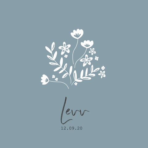 Lief geboortekaartje voor een jongen met bloemen