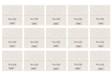 Naamkaartjes voor een unieke tafelsetting, met locatie tekening.