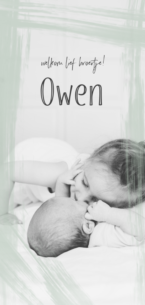 Lief geboortekaartje met foto voor een jongen