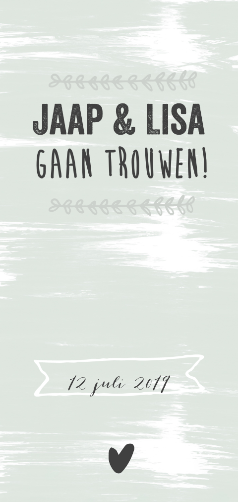 Trouwkaart met groene verf