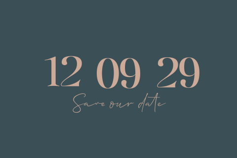 Save the date kaart minimalistisch met roze en groen en datum groot