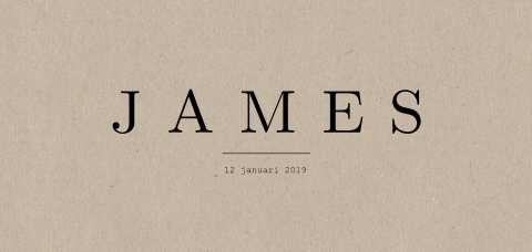 Minimalistisch geboortekaartje jongen met kraft en zwart James