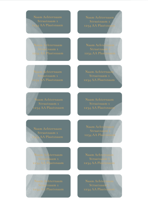 Adresstickers donkerblauw met wit en goude letters