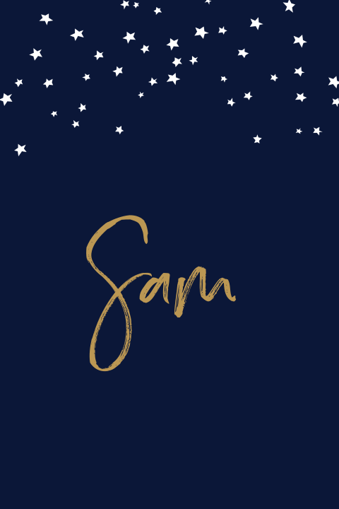 Geboortekaartje voor een jongen gouden letters en met sterren