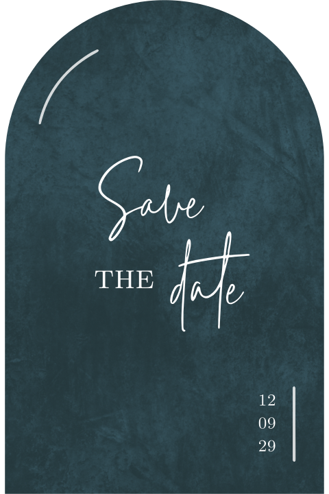 Save the date kaart boogvorm blauw velvetlook