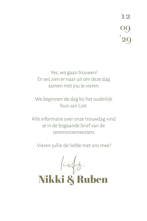 Insteek kaart Nikki en Ruben