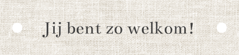 Label bij geboortekaartje twee gaatjes linnen look