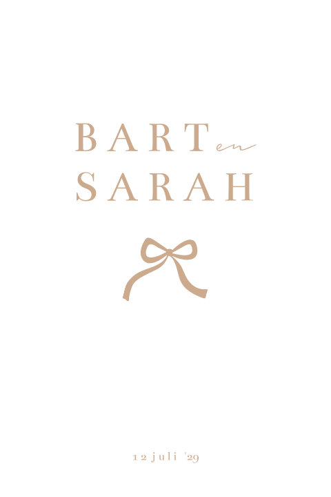 Klassieke trouwkaart met roze strikje