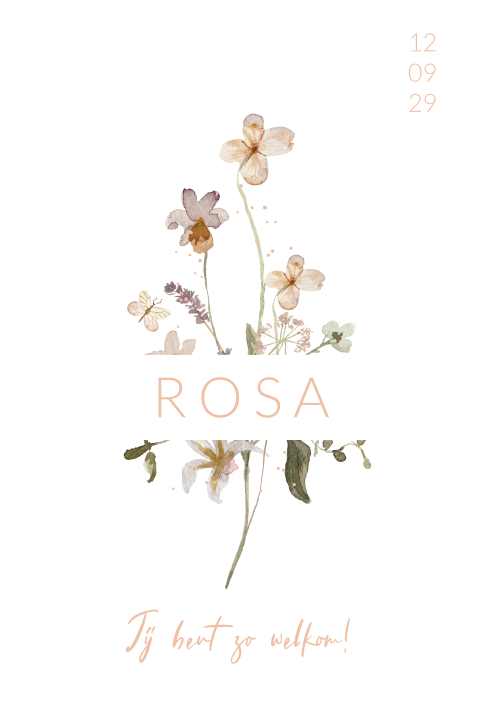 Geboorte aankondiging meisje bloemen