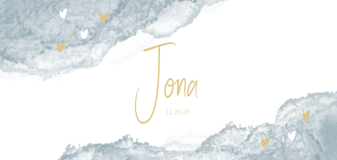 Mooi geboortekaartje voor een jongen met gouden letters