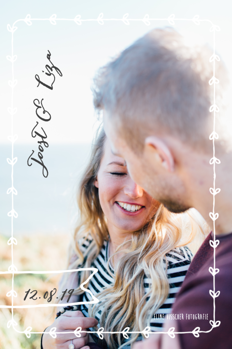 Trouwkaart met foto en kader