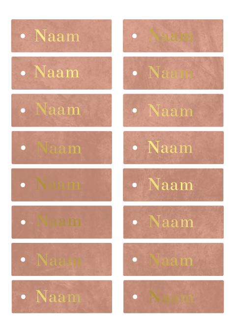 Naamkaartjes met goudfolie en roze velvet achtergrond