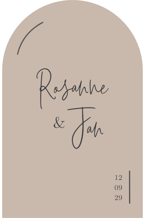 Trouwkaart roze minimalistisch lijnen roze en halve boog vorm