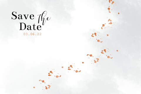 Save the date trouwkaart met blauwe wolk en koperfolie