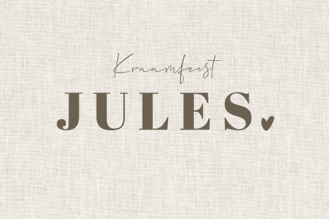 kraamfeest kaartje linnen hartje bruin beige