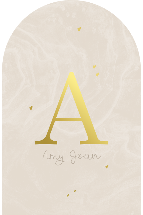 geboortekaartje meisje marmer look letter goudfolie boogvorm