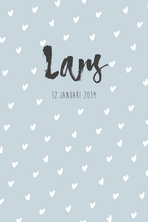 Lief geboortekaartje voor een jongen met hartjesregen