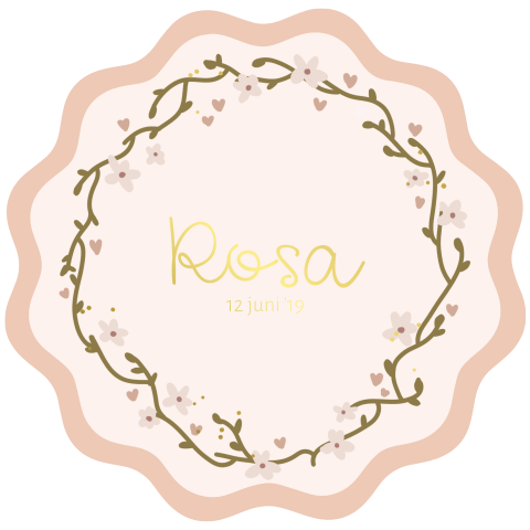 Lief geboortekaartje voor een meisje met bloemen krans
