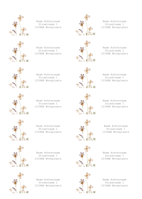 Adresstickers met watercolour veld bloemetje