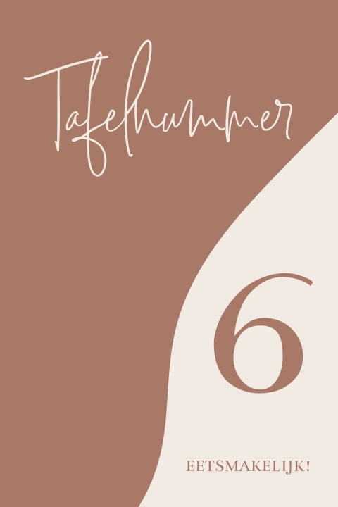 Tafelnummer met bruin en beige minimalistische uitstraling