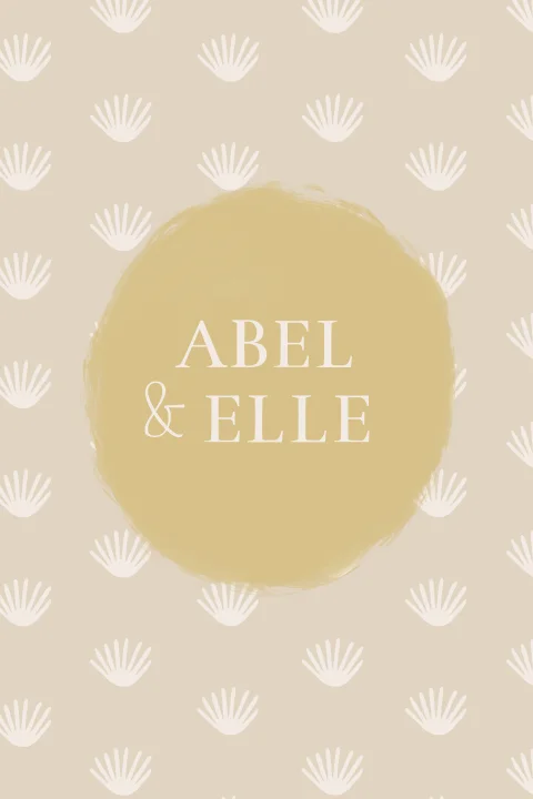 Trouwkaart met patroon en ronde vorm in okergeel