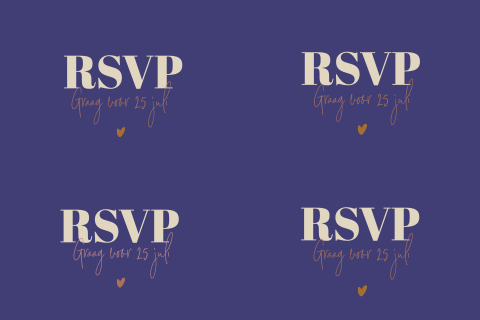 RSVP kaartje gasten donkerblauw met hartje DIY