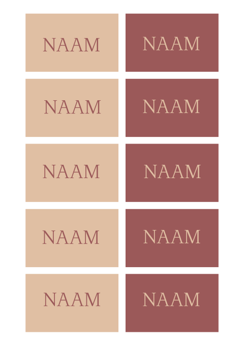 Naamkaartjes voor de tafelsetting tijdens de bruiloft