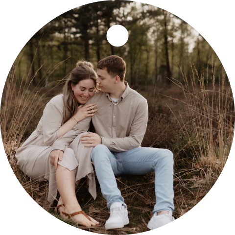 Labeltje rond 40x40 voor aan een trouwkaart