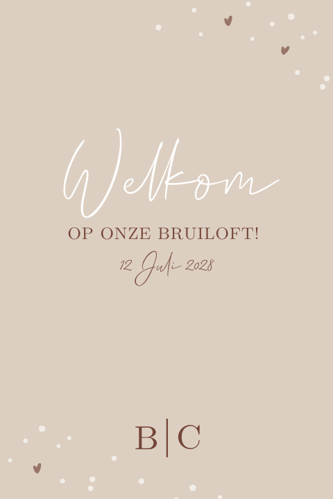 Welkomstbord voor op de bruiloft roze en wit