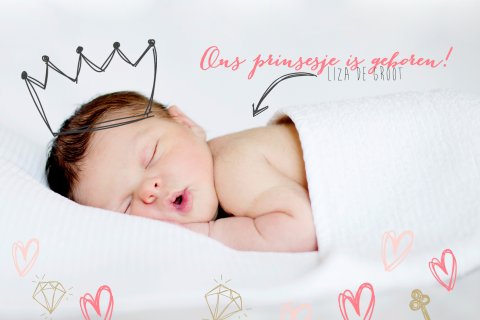 Fotokaart met prinsesjes doodles